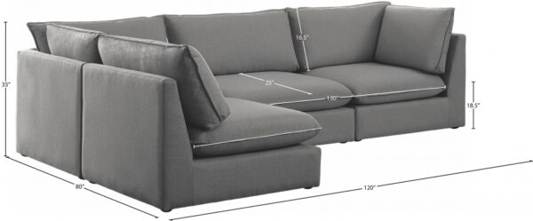 Mackenzie 120" Linen Textured Fabric Upholstered 4pc. Modular Sectional