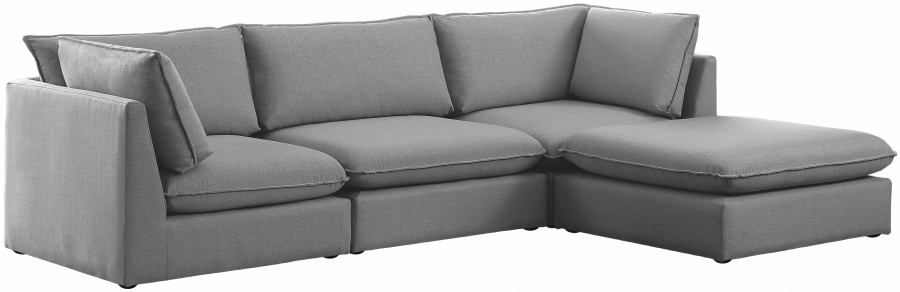 Mackenzie 120" Linen Textured Fabric Upholstered 4pc. Modular Sectional