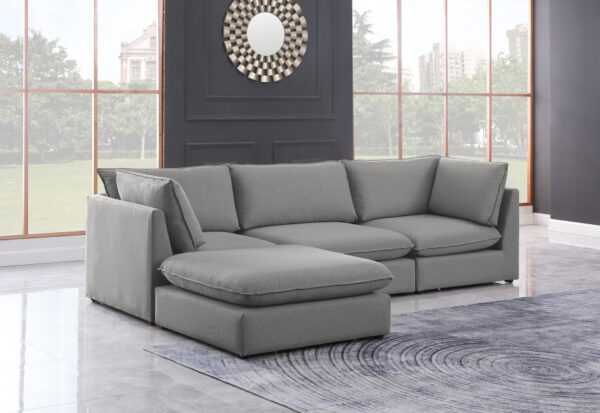 Mackenzie 120" Linen Textured Fabric Upholstered 4pc. Modular Sectional