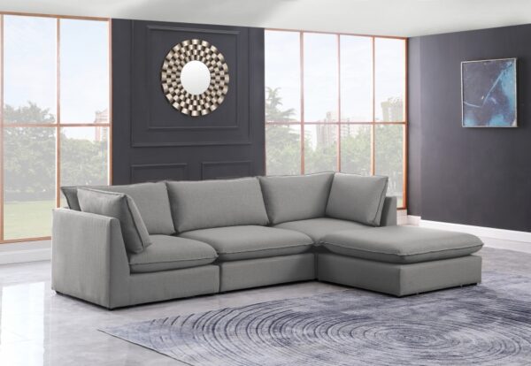 Mackenzie 120" Linen Textured Fabric Upholstered 4pc. Modular Sectional