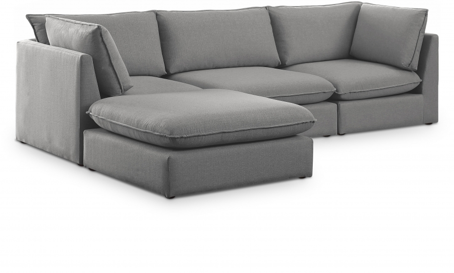 Mackenzie 120" Linen Textured Fabric Upholstered 4pc. Modular Sectional