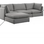 Mackenzie 120" Linen Textured Fabric Upholstered 4pc. Modular Sectional