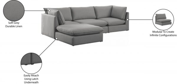 Mackenzie 120" Linen Textured Fabric Upholstered 4pc. Modular Sectional