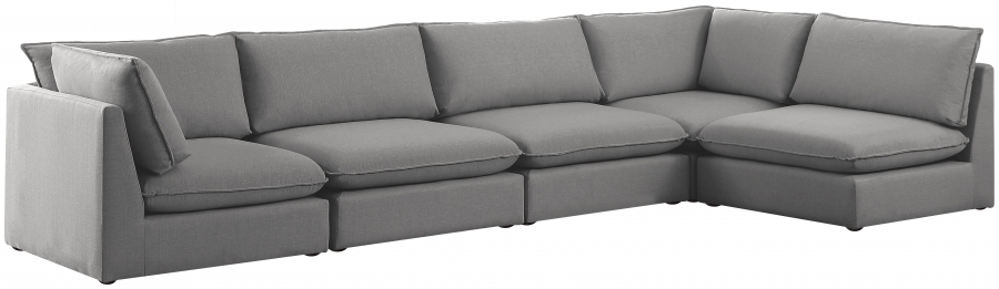 Mackenzie 160" Linen Textured Fabric Upholstered 5pc. Modular Sectional