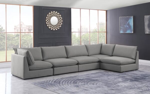 Mackenzie 160" Linen Textured Fabric Upholstered 5pc. Modular Sectional