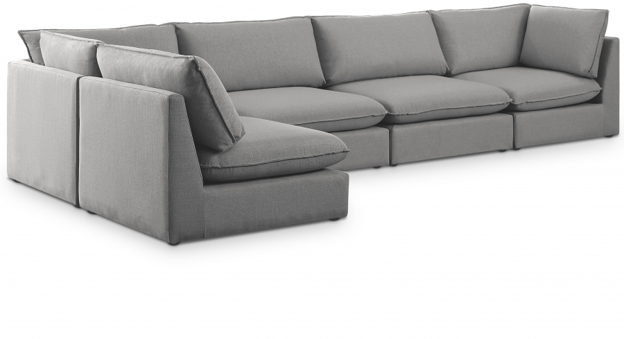 Mackenzie 160" Linen Textured Fabric Upholstered 5pc. Modular Sectional
