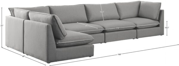 Mackenzie 160" Linen Textured Fabric Upholstered 5pc. Modular Sectional