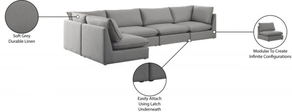Mackenzie 160" Linen Textured Fabric Upholstered 5pc. Modular Sectional