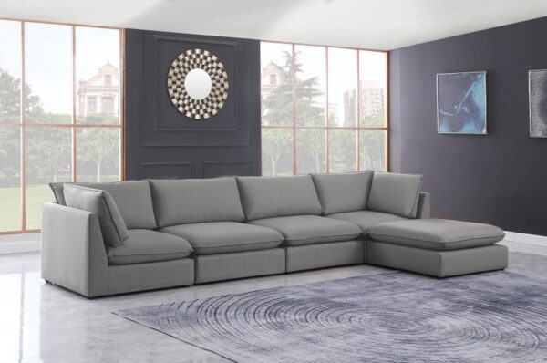 Mackenzie 160" Linen Textured Fabric Upholstered 5pc. Modular Sectional