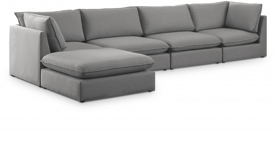 Mackenzie 160" Linen Textured Fabric Upholstered 5pc. Modular Sectional