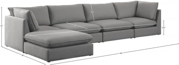 Mackenzie 160" Linen Textured Fabric Upholstered 5pc. Modular Sectional