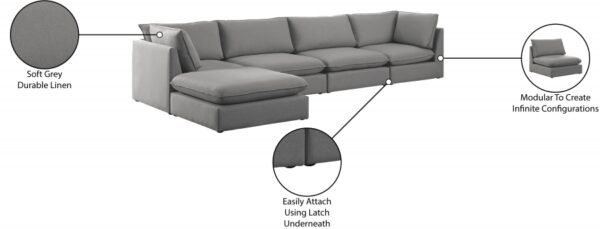 Mackenzie 160" Linen Textured Fabric Upholstered 5pc. Modular Sectional