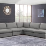 Mackenzie 120" Linen Textured Fabric Upholstered 5pc. Modular Sectional