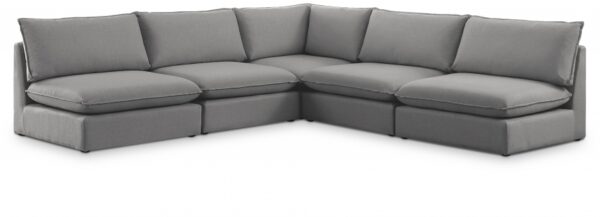 Mackenzie 120" Linen Textured Fabric Upholstered 5pc. Modular Sectional