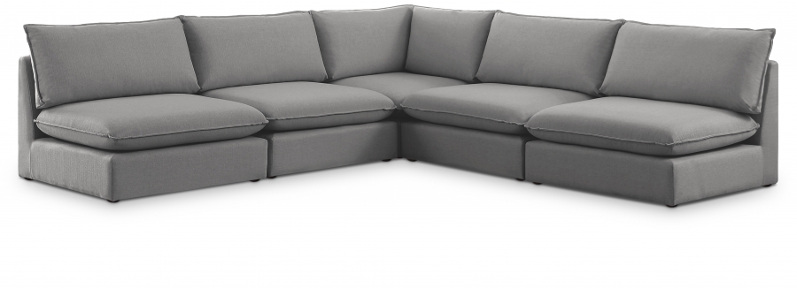 Mackenzie 120" Linen Textured Fabric Upholstered 5pc. Modular Sectional