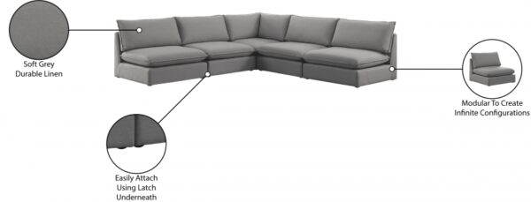 Mackenzie 120" Linen Textured Fabric Upholstered 5pc. Modular Sectional