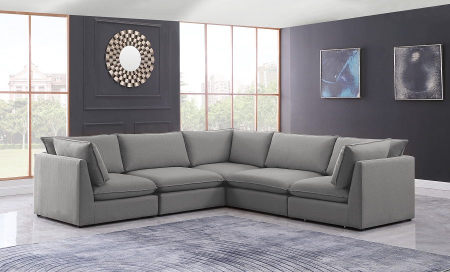 Mackenzie 120" Linen Textured Fabric Upholstered 5pc. Modular Sectional