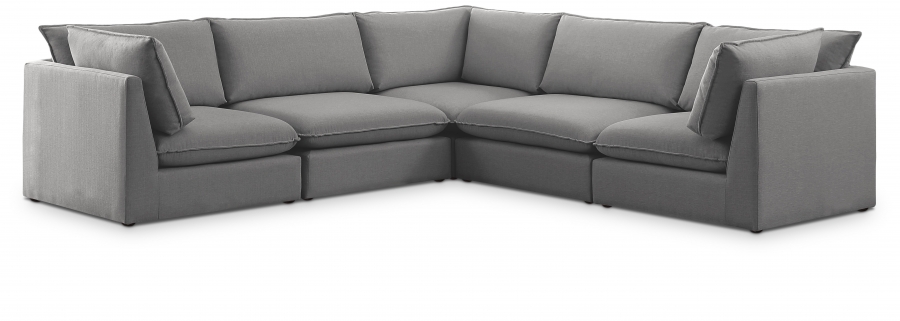 Mackenzie 120" Linen Textured Fabric Upholstered 5pc. Modular Sectional