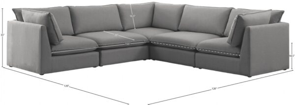 Mackenzie 120" Linen Textured Fabric Upholstered 5pc. Modular Sectional