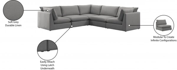 Mackenzie 120" Linen Textured Fabric Upholstered 5pc. Modular Sectional