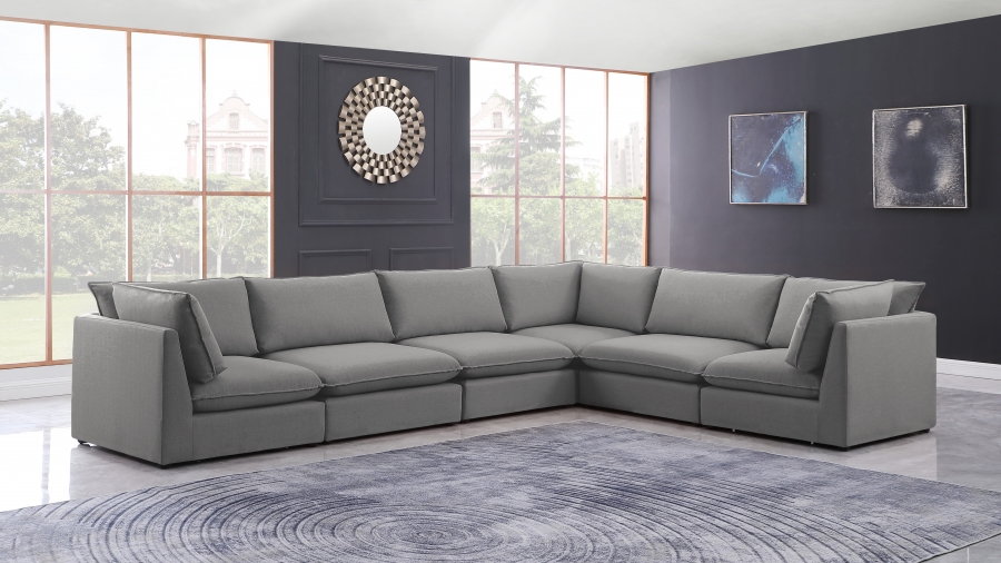 Mackenzie 160" Linen Textured Fabric Upholstered 6pc. Modular Sectional