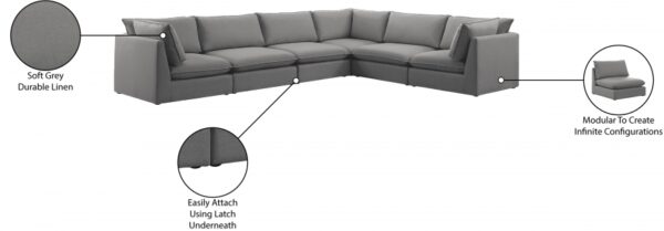 Mackenzie 160" Linen Textured Fabric Upholstered 6pc. Modular Sectional