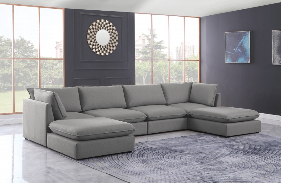 Mackenzie 160" Linen Textured Fabric Upholstered 6pc. Modular Sectional