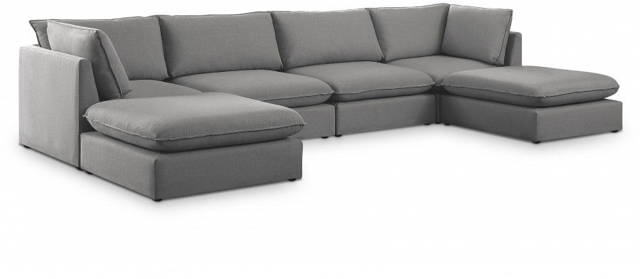 Mackenzie 160" Linen Textured Fabric Upholstered 6pc. Modular Sectional