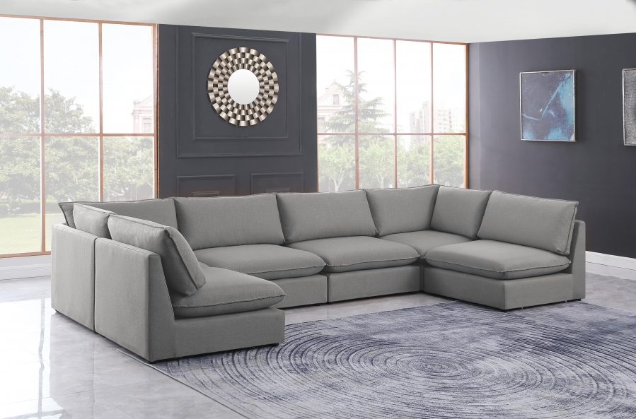 Mackenzie 160" Linen Textured Fabric Upholstered 6pc. Modular Sectional