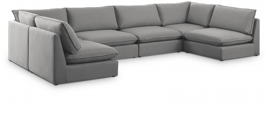 Mackenzie 160" Linen Textured Fabric Upholstered 6pc. Modular Sectional