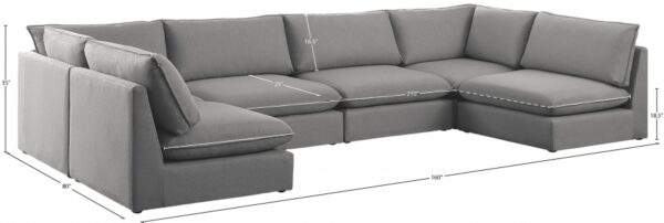 Mackenzie 160" Linen Textured Fabric Upholstered 6pc. Modular Sectional