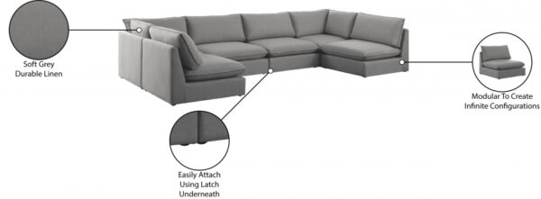 Mackenzie 160" Linen Textured Fabric Upholstered 6pc. Modular Sectional