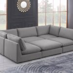 Mackenzie 120" Linen Textured Fabric Upholstered 6pc. Modular Sectional