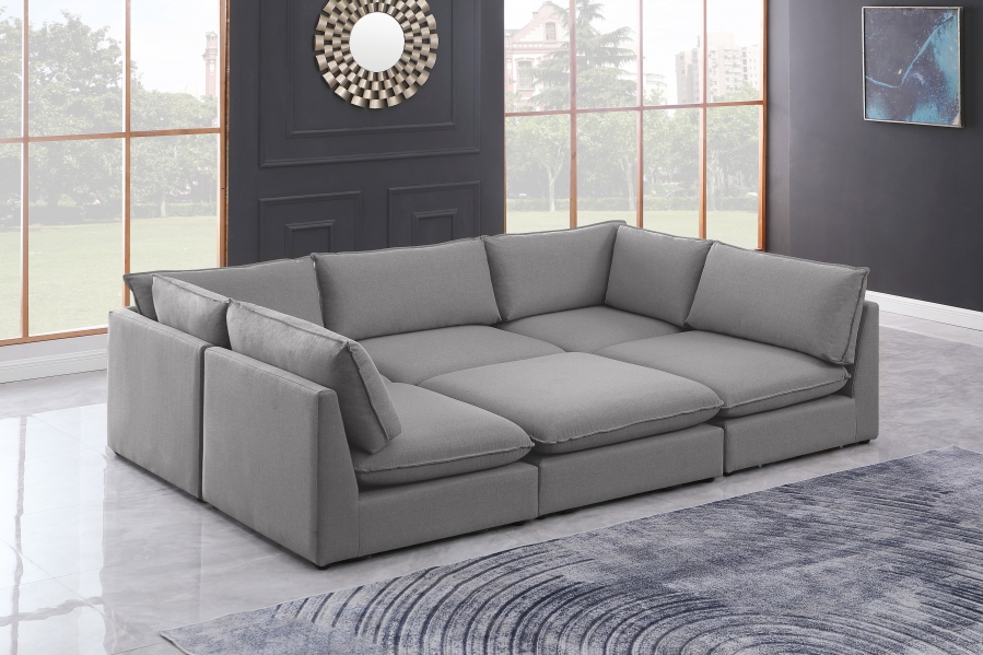 Mackenzie 120" Linen Textured Fabric Upholstered 6pc. Modular Sectional