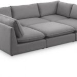 Mackenzie 120" Linen Textured Fabric Upholstered 6pc. Modular Sectional