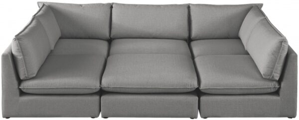 Mackenzie 120" Linen Textured Fabric Upholstered 6pc. Modular Sectional