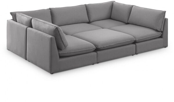 Mackenzie 120" Linen Textured Fabric Upholstered 6pc. Modular Sectional