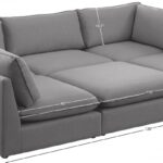 Mackenzie 120" Linen Textured Fabric Upholstered 6pc. Modular Sectional