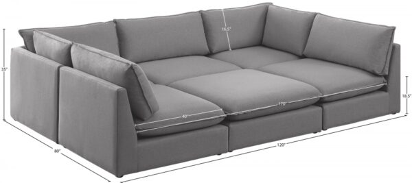 Mackenzie 120" Linen Textured Fabric Upholstered 6pc. Modular Sectional