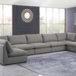Mackenzie 200" Linen Textured Fabric Upholstered 7pc. Modular Sectional