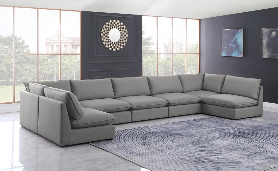 Mackenzie 200" Linen Textured Fabric Upholstered 7pc. Modular Sectional