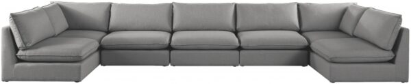 Mackenzie 200" Linen Textured Fabric Upholstered 7pc. Modular Sectional