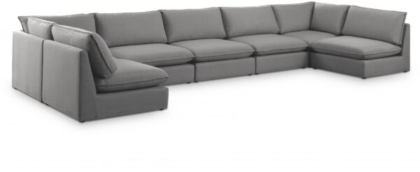 Mackenzie 200" Linen Textured Fabric Upholstered 7pc. Modular Sectional