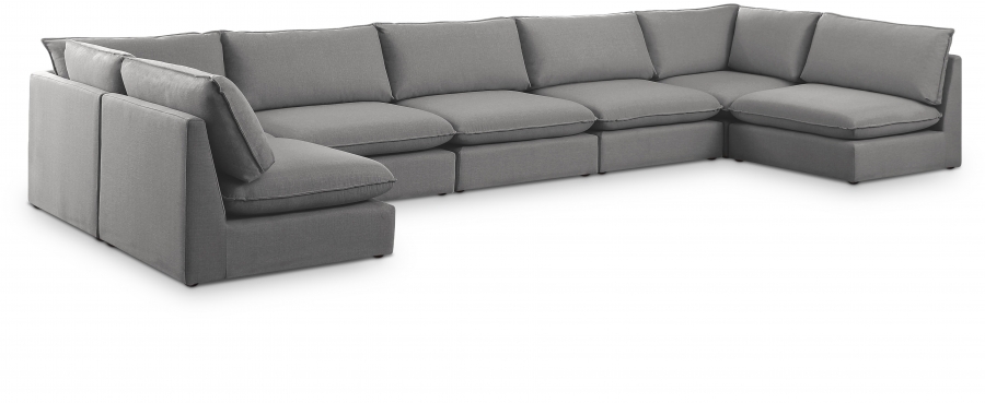 Mackenzie 200" Linen Textured Fabric Upholstered 7pc. Modular Sectional