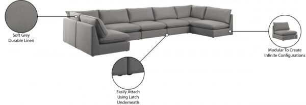 Mackenzie 200" Linen Textured Fabric Upholstered 7pc. Modular Sectional