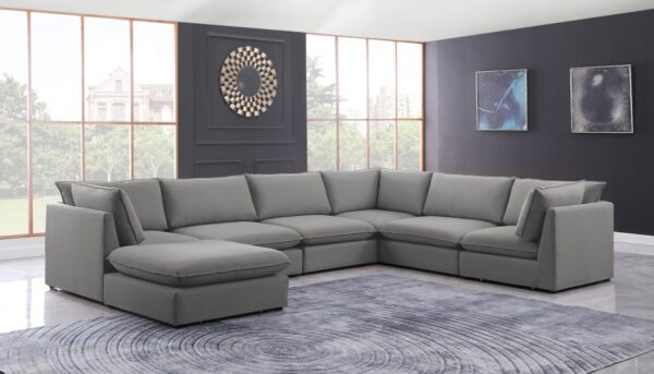 Mackenzie 160" Linen Textured Fabric Upholstered 7pc. Modular Sectional
