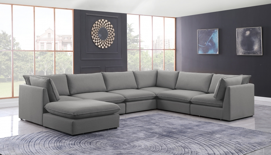 Mackenzie 160" Linen Textured Fabric Upholstered 7pc. Modular Sectional