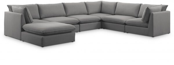 Mackenzie 160" Linen Textured Fabric Upholstered 7pc. Modular Sectional