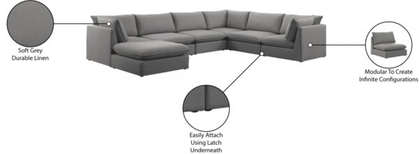Mackenzie 160" Linen Textured Fabric Upholstered 7pc. Modular Sectional