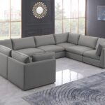 Mackenzie 160" Linen Textured Fabric Upholstered 8pc. Modular Sectional